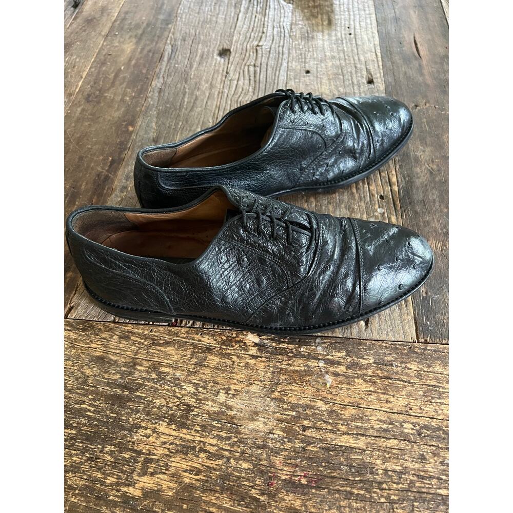 Zelli Made in Italy Ostrich Quill Oxford Casual Dress Shoes Size 8.5 M JL